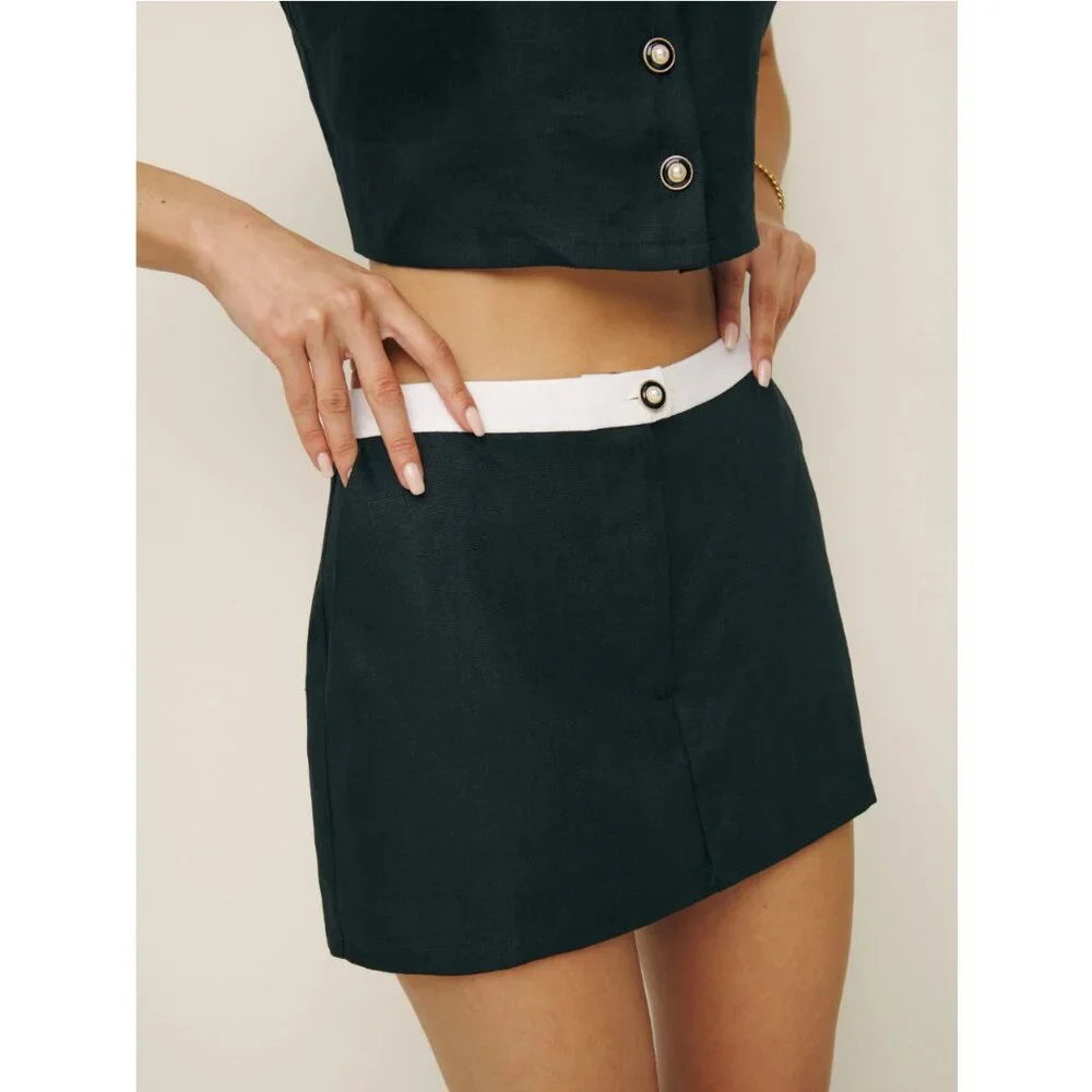 Reformation Roxy Linen Two Piece in Black